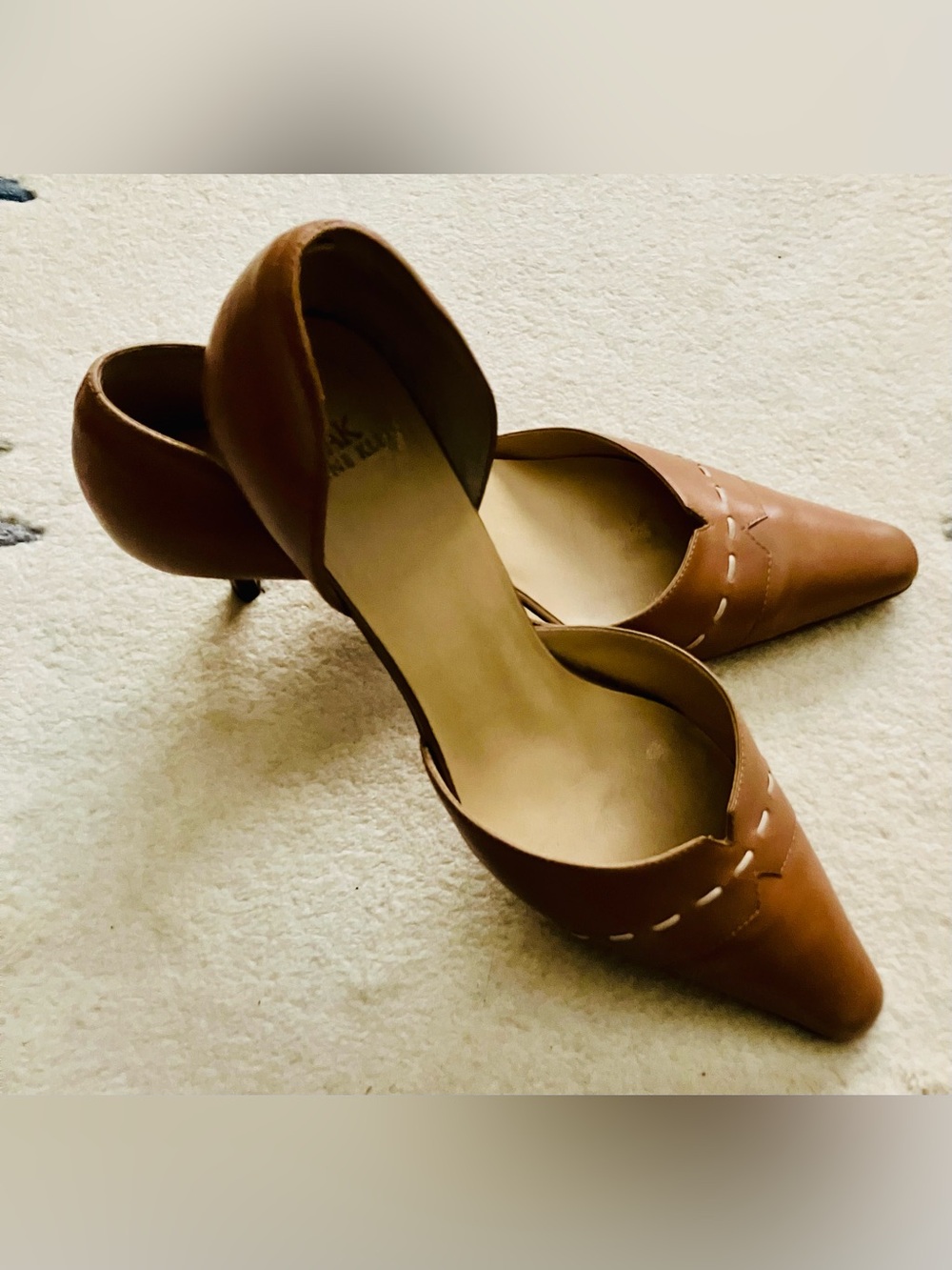 Vintage Anne Klein D’Orsay Kitten Heel Pumps Brown Leather Size 9M - Picture 4 of 8